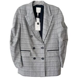JOIE Tomika Boxy Double-Breasted Plaid Jacket